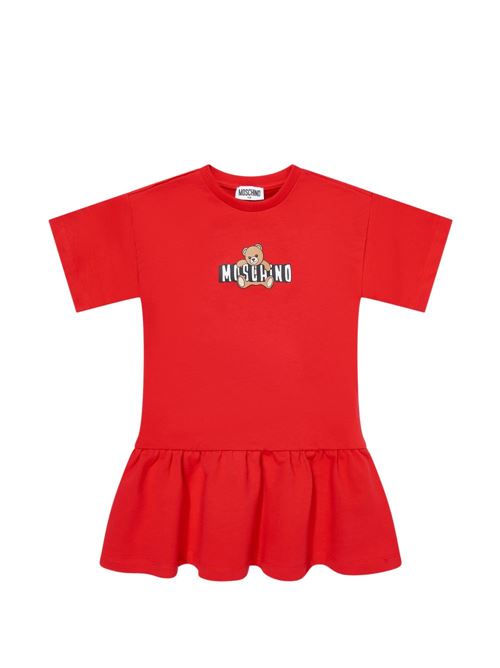 Abito bambina Moschino rosso con logo Teddy Bear MOSCHINO KID-TEEN | HDV0HLLCA1950109
